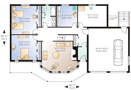 Contemporary, Craftsman, Traditional House Plan 65008 with 4 Beds, 3 Baths, 2 Car Garage First Level Plan