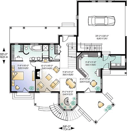 Country, Traditional, Victorian House Plan 65012 with 3 Beds, 3 Baths First Level Plan