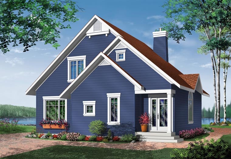 Bungalow, Contemporary, Victorian Plan with 1468 Sq. Ft., 3 Bedrooms, 2 Bathrooms Rear Elevation