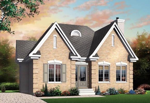Narrow Lot, One-Story, Traditional House Plan 65028 with 2 Beds, 1 Baths Elevation