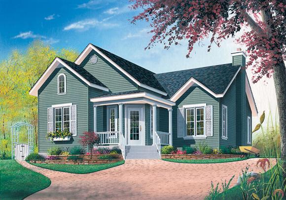 Cottage, Country House Plan 65050 with 2 Beds, 1 Baths Elevation