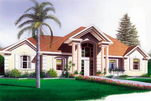 Colonial, European, Florida House Plan 65083 with 3 Beds, 2 Baths, 2 Car Garage Elevation