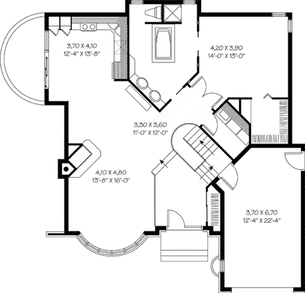 European, Victorian House Plan 65084 with 1 Beds, 1 Baths, 1 Car Garage First Level Plan