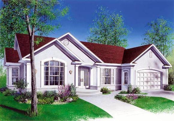 Bungalow, One-Story, Traditional House Plan 65086 with 3 Beds, 1 Baths Elevation