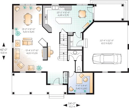 Country House Plan 65098 with 3 Beds, 3 Baths, 2 Car Garage First Level Plan