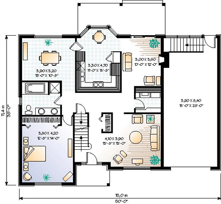Victorian House Plan 65099 with 3 Beds, 3 Baths, 2 Car Garage First Level Plan