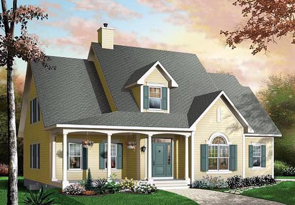 Traditional House Plan 65100 with 4 Beds, 4 Baths, 2 Car Garage Elevation