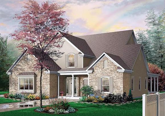 Traditional House Plan 65102 with 4 Beds, 3 Baths, 3 Car Garage Elevation