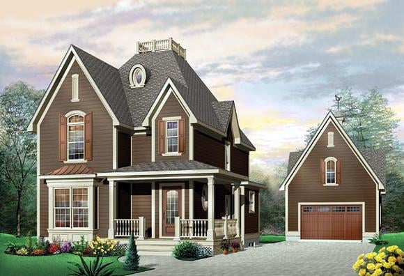 Narrow Lot, Victorian House Plan 65119 with 3 Beds, 2 Baths Elevation