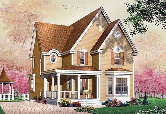 Narrow Lot, Victorian House Plan 65121 with 3 Beds, 2 Baths Elevation