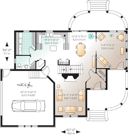 Country, Farmhouse, Victorian House Plan 65137 with 4 Beds, 3 Baths, 2 Car Garage First Level Plan