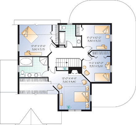 Country, Farmhouse, Victorian House Plan 65137 with 4 Beds, 3 Baths, 2 Car Garage Second Level Plan