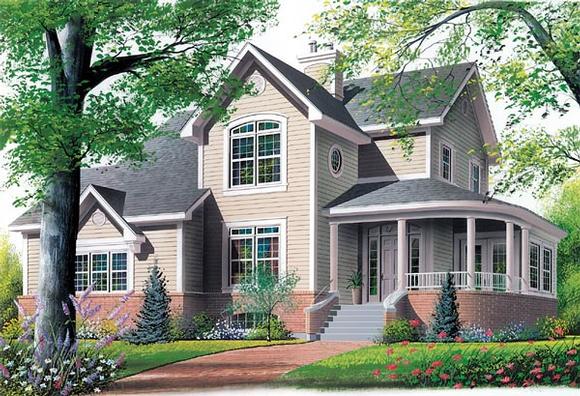 Country, Farmhouse, Victorian House Plan 65137 with 4 Beds, 3 Baths, 2 Car Garage Elevation