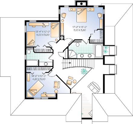 Country, Farmhouse House Plan 65138 with 3 Beds, 3 Baths, 2 Car Garage Second Level Plan