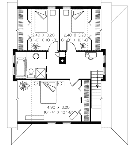 Bungalow, Country House Plan 65146 with 3 Beds, 2 Baths Second Level Plan