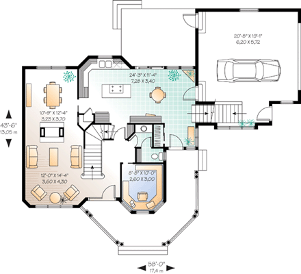 Country, Victorian House Plan 65177 with 3 Beds, 3 Baths, 2 Car Garage First Level Plan