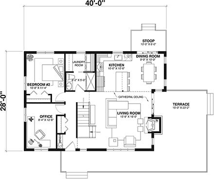 Contemporary, Craftsman House Plan 65195 with 3 Beds, 2 Baths First Level Plan