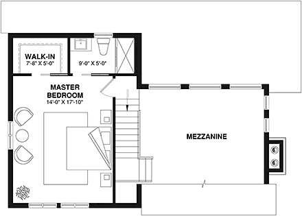 Contemporary, Craftsman House Plan 65195 with 3 Beds, 2 Baths Second Level Plan