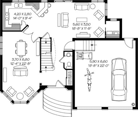 European, Victorian House Plan 65210 with 3 Beds, 3 Baths, 2 Car Garage First Level Plan