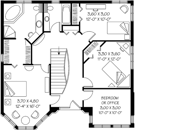 European, Victorian House Plan 65210 with 3 Beds, 3 Baths, 2 Car Garage Level Two