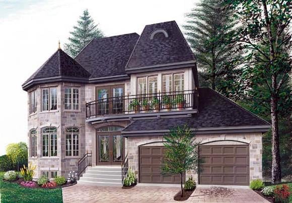 European, Victorian House Plan 65210 with 3 Beds, 3 Baths, 2 Car Garage Elevation