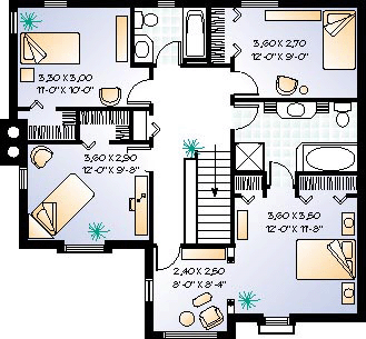 European, Traditional House Plan 65212 with 4 Beds, 3 Baths, 2 Car Garage Second Level Plan