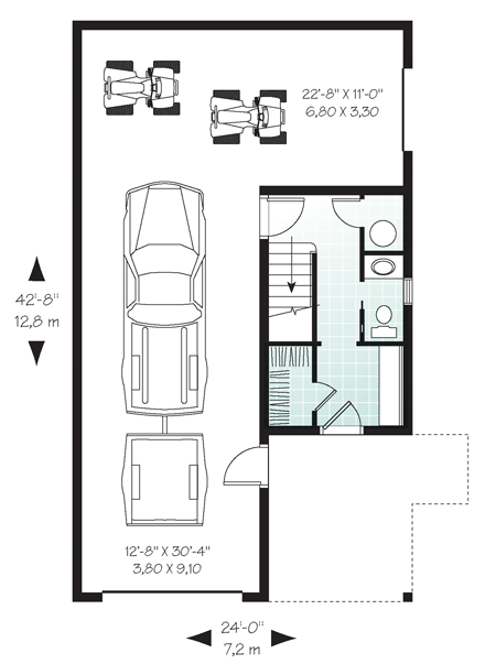 Traditional 2 Car Garage Apartment Plan 65215 with 2 Beds, 2 Baths First Level Plan