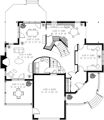 Country, Farmhouse, Southern, Victorian House Plan 65223 with 3 Beds, 3 Baths, 1 Car Garage First Level Plan