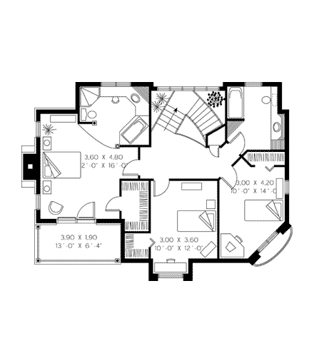 Country, Farmhouse, Southern, Victorian House Plan 65223 with 3 Beds, 3 Baths, 1 Car Garage Second Level Plan