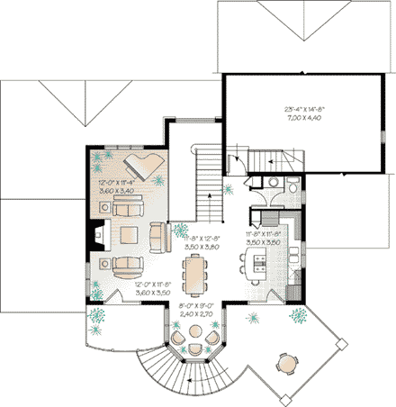 Southern, Traditional House Plan 65225 with 3 Beds, 3 Baths, 2 Car Garage Second Level Plan