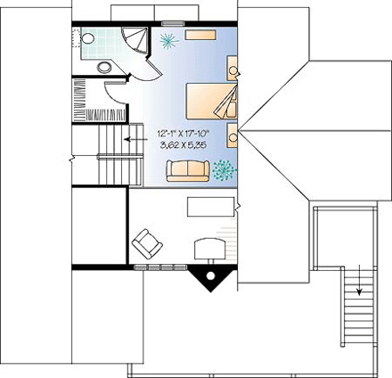 Coastal House Plan 65235 with 5 Beds, 4 Baths Third Level Plan