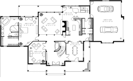 European, Traditional House Plan 65240 with 5 Beds, 4 Baths First Level Plan