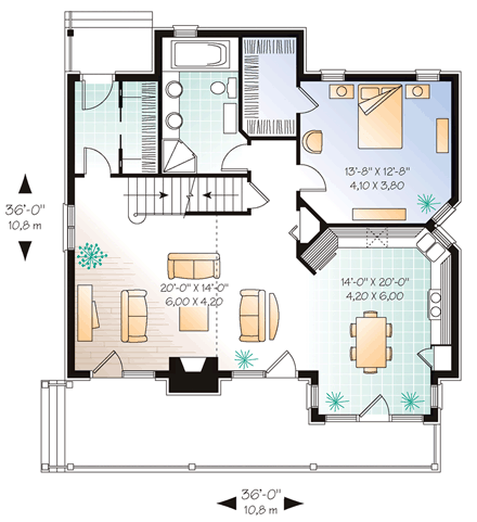 Bungalow, Cottage, Country, Craftsman House Plan 65246 with 3 Beds, 2 Baths First Level Plan