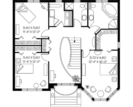 Victorian House Plan 65252 with 3 Beds, 3 Baths, 2 Car Garage Second Level Plan