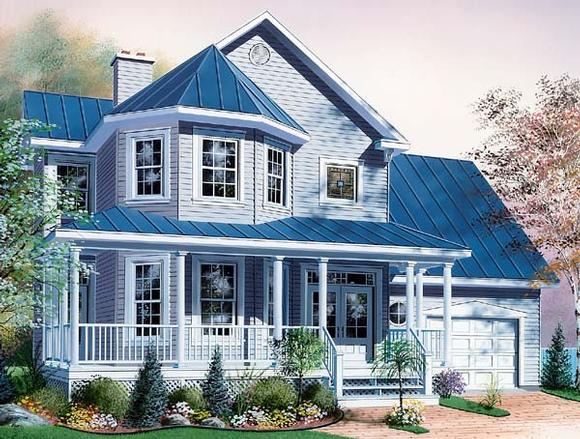 Country, Victorian House Plan 65254 with 3 Beds, 3 Baths, 1 Car Garage Elevation