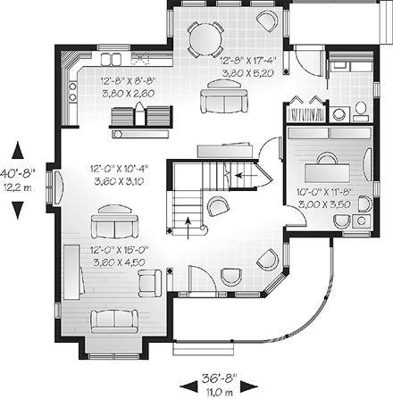 Victorian House Plan 65256 with 3 Beds, 2 Baths, 2 Car Garage First Level Plan