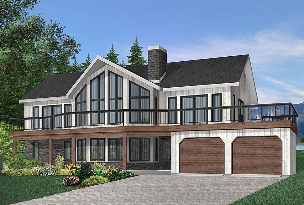 Contemporary, Craftsman House Plan 65269 with 4 Beds, 3 Baths, 2 Car Garage Elevation