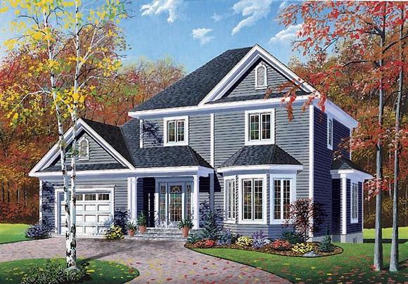 Colonial, Southern House Plan 65274 with 3 Beds, 2 Baths, 1 Car Garage Elevation