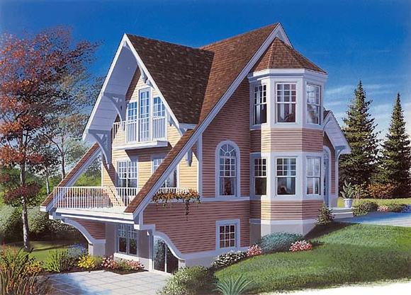 Contemporary, Victorian House Plan 65284 with 2 Beds, 2 Baths Elevation