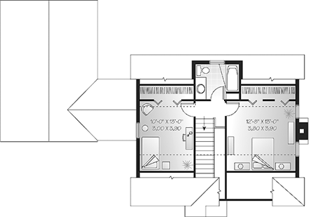 Bungalow, Cape Cod House Plan 65285 with 2 Beds, 2 Baths Second Level Plan