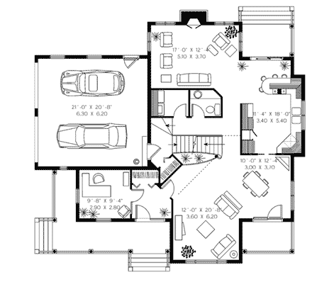 Country, Farmhouse House Plan 65314 with 3 Beds, 3 Baths, 2 Car Garage First Level Plan