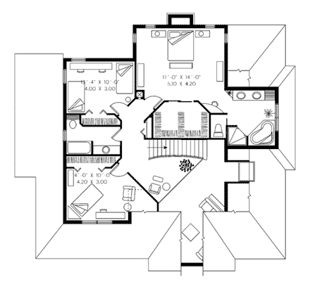 Country, Farmhouse House Plan 65314 with 3 Beds, 3 Baths, 2 Car Garage Second Level Plan
