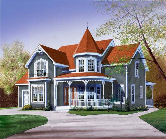 Country, Victorian House Plan 65315 with 3 Beds, 3 Baths, 2 Car Garage Elevation