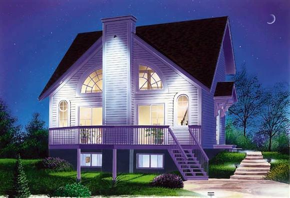 Contemporary, Traditional House Plan 65326 with 1 Beds, 2 Baths Elevation