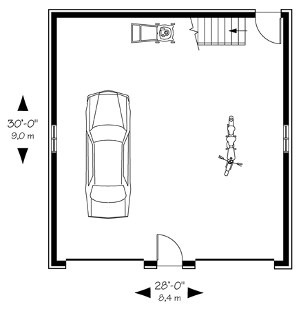 2 Car Garage Plan 65330 First Level Plan