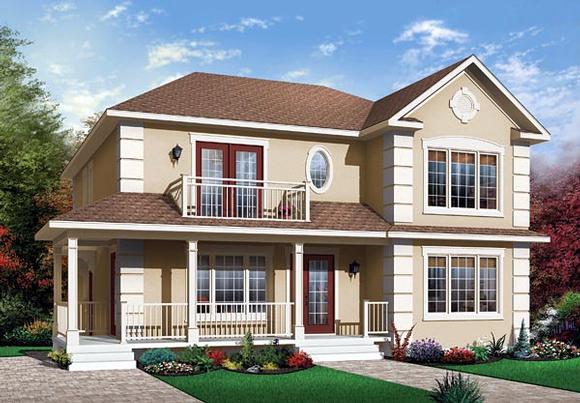 Narrow Lot, Traditional Multi-Family Plan 65338 with 6 Beds, 2 Baths Elevation