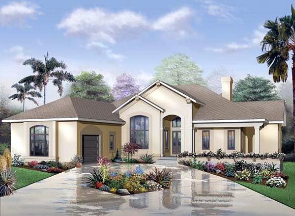 Florida, One-Story House Plan 65341 with 3 Beds, 3 Baths, 3 Car Garage Elevation