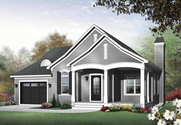 Traditional House Plan 65344 with 2 Beds, 2 Baths, 1 Car Garage Elevation