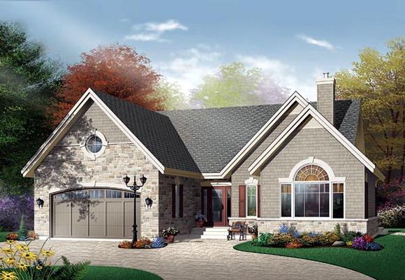 One-Story, Traditional House Plan 65346 with 2 Beds, 1 Baths, 2 Car Garage Elevation