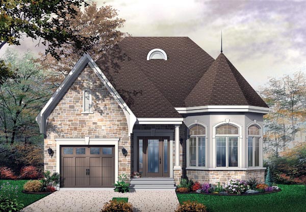 Narrow Lot, One-Story, Victorian House Plan 65356 with 2 Beds, 1 Baths, 1 Car Garage Elevation